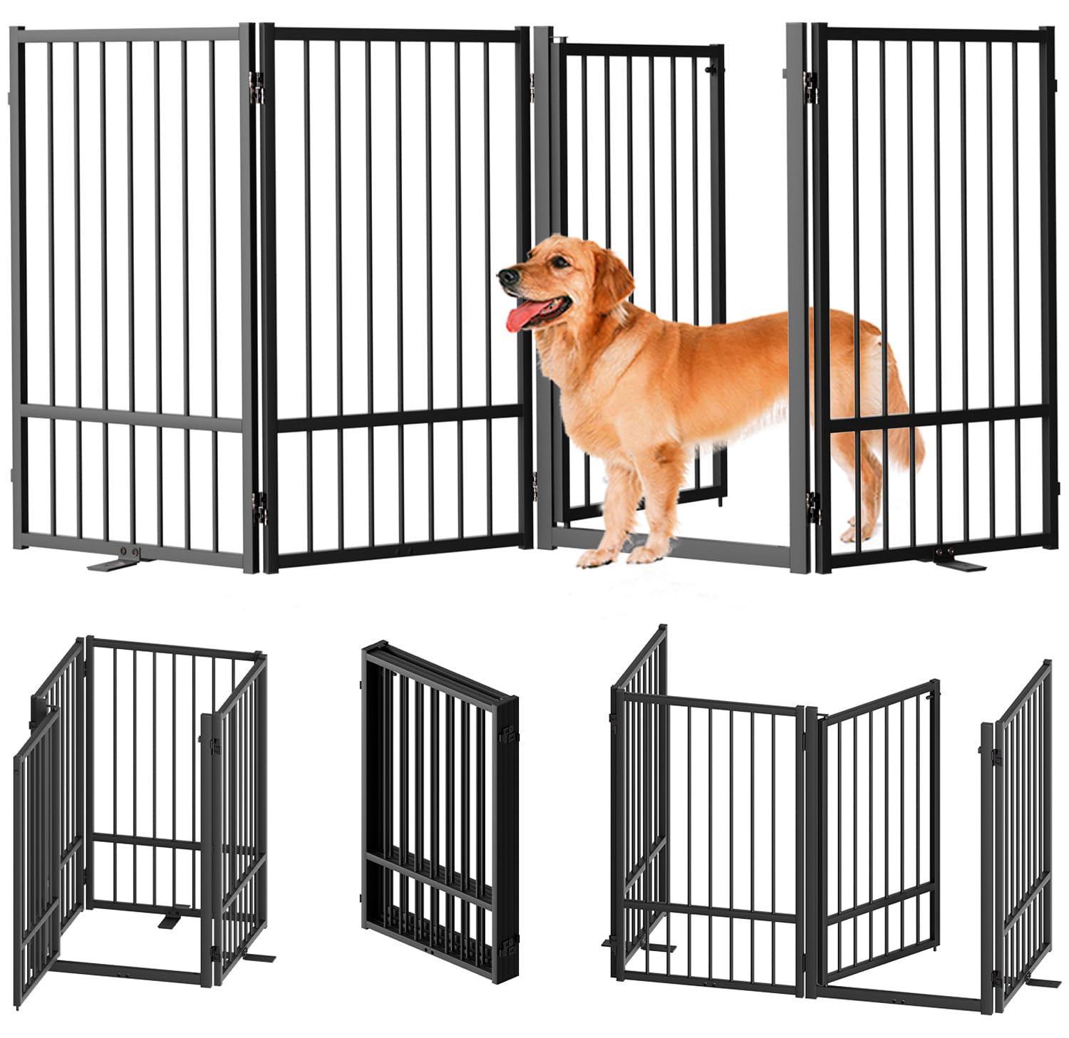 SNUOWU freestanding dog gate assembly-free setup for indoor and outdoor use.