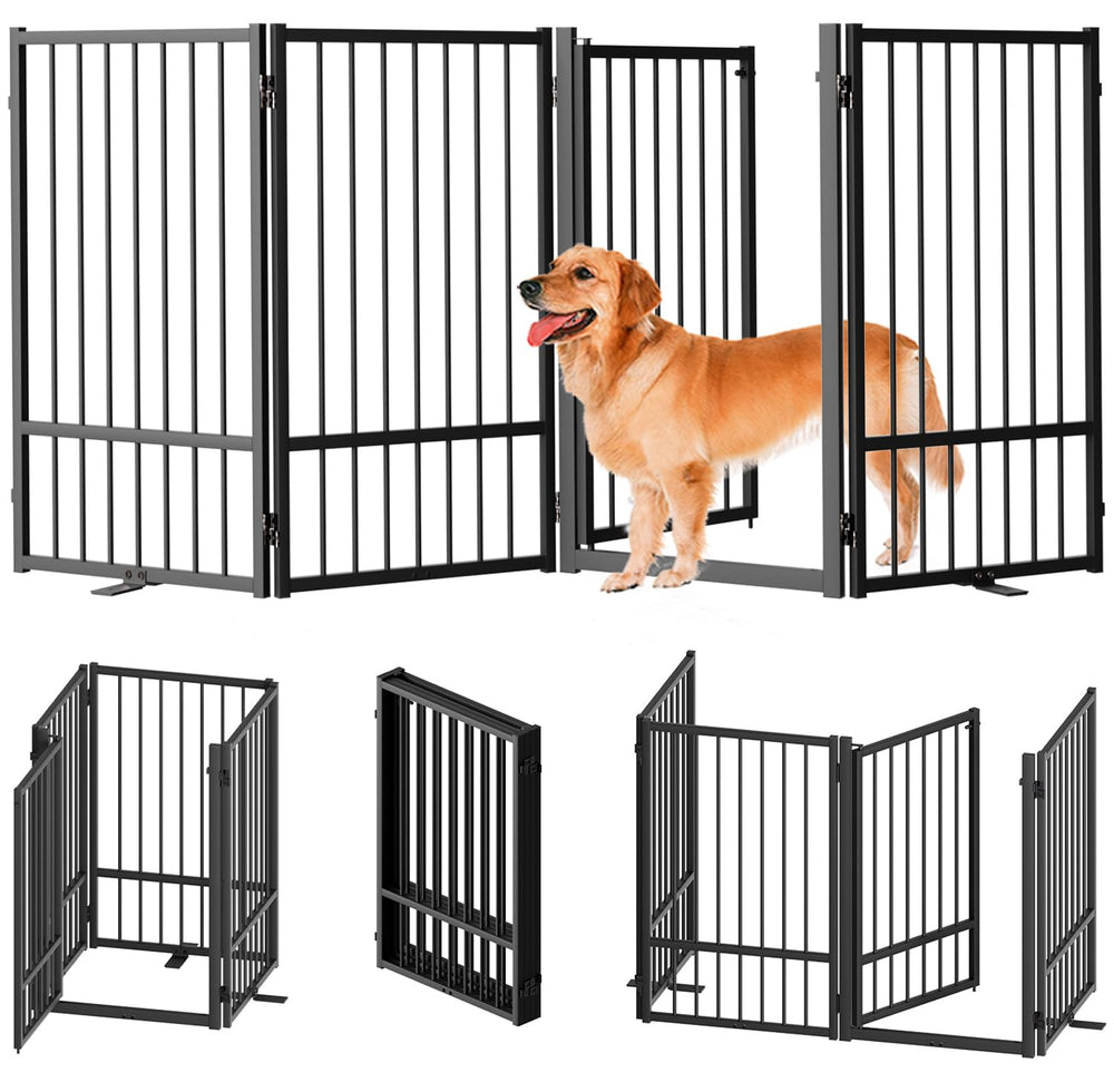 SNUOWU freestanding dog gate assembly-free setup for indoor and outdoor use.