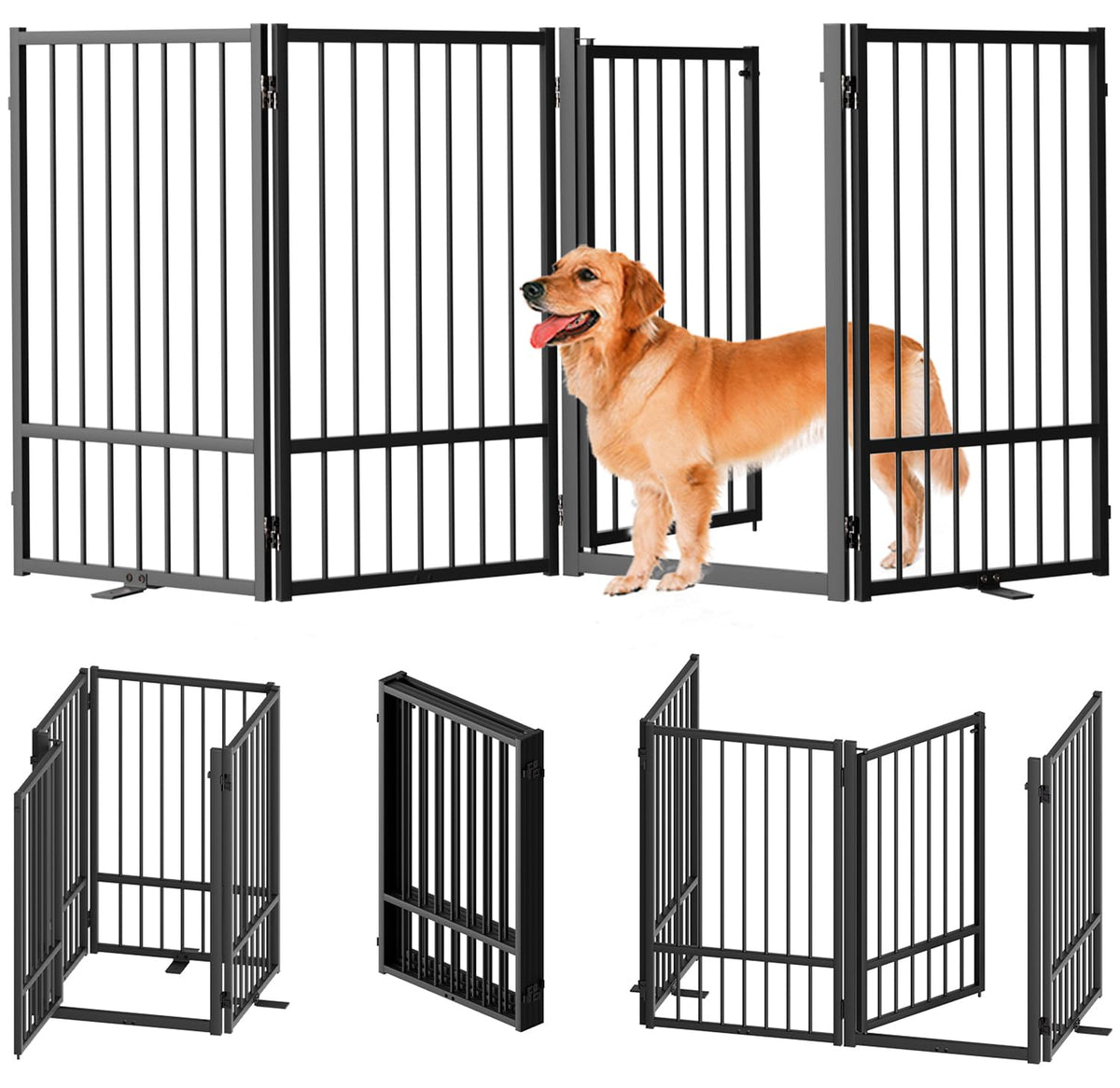 SNUOWU freestanding dog gate assembly-free setup for indoor and outdoor use.