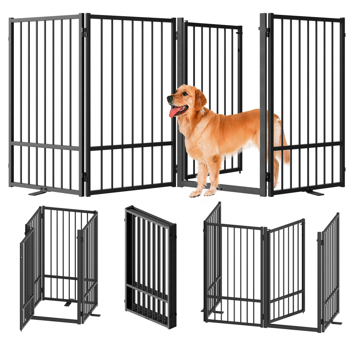 SNUOWU full-metal dog gate door-closed view for doorway containment