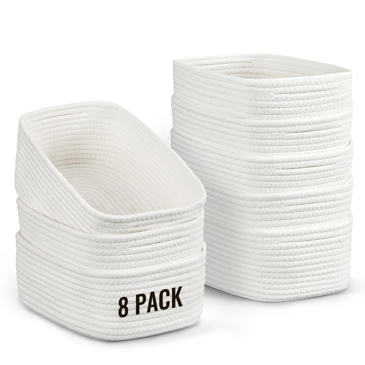 Snuvid 8-pack storage baskets in white provide tidy, accessible organizing for cosmetics and bathroom essentials.