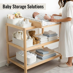 Snuvid white cube bins add minimalist charm while organizing towels and accessories.
