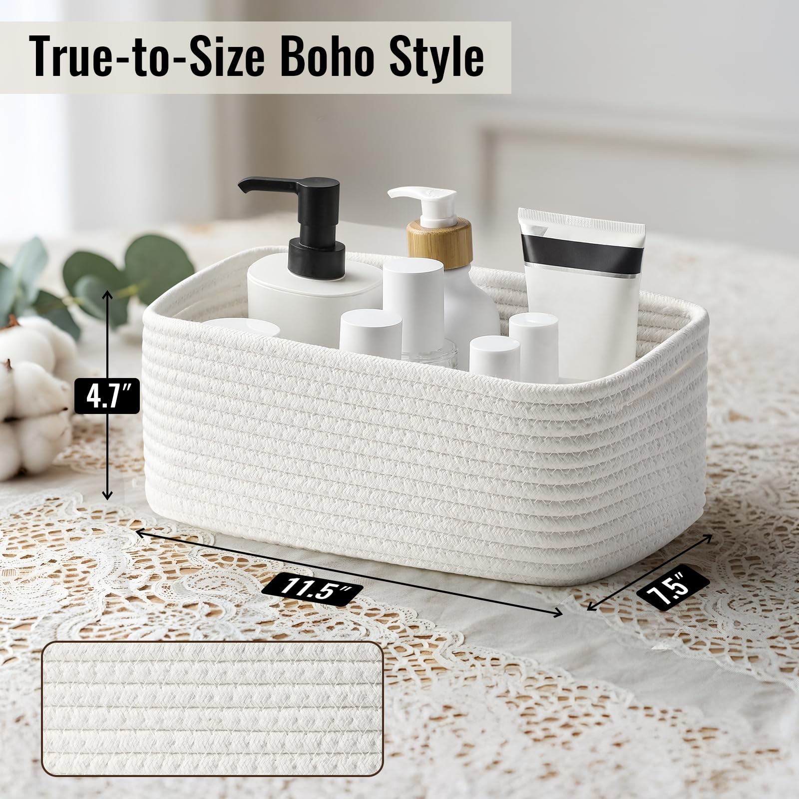 Snuvid woven rope bins neatly hold toys and books, enhancing nursery decor.