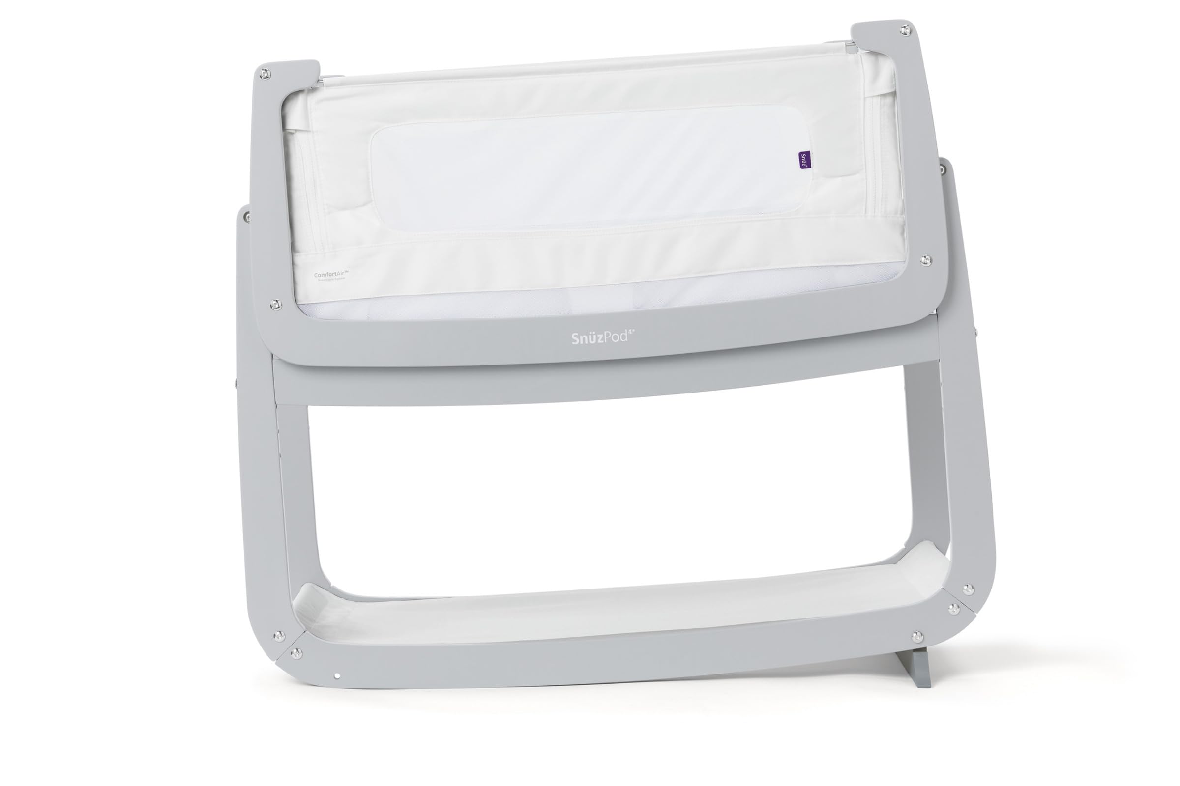 SnuzPod 4 lift-off crib emphasizes portability beside the bed