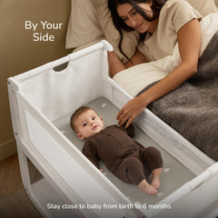 SnuzPod5 lift-off bassinet offers portable sleep space beside you.