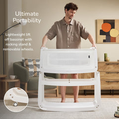 SnuzPod5 zip-down walls simplify night feeds and access.