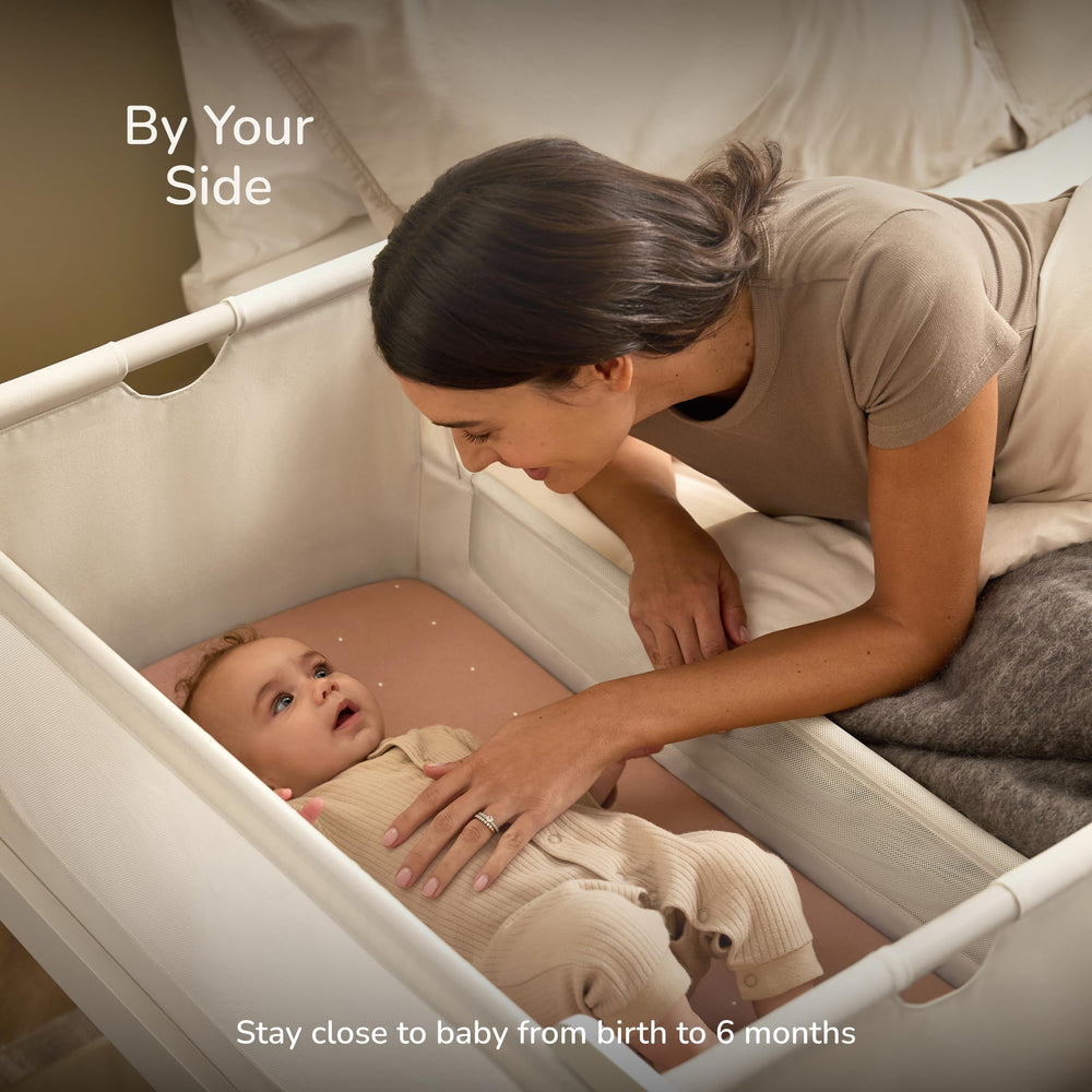 SnuzPod5 wheeled stand enables smooth transitions between spaces for night-time parenting.