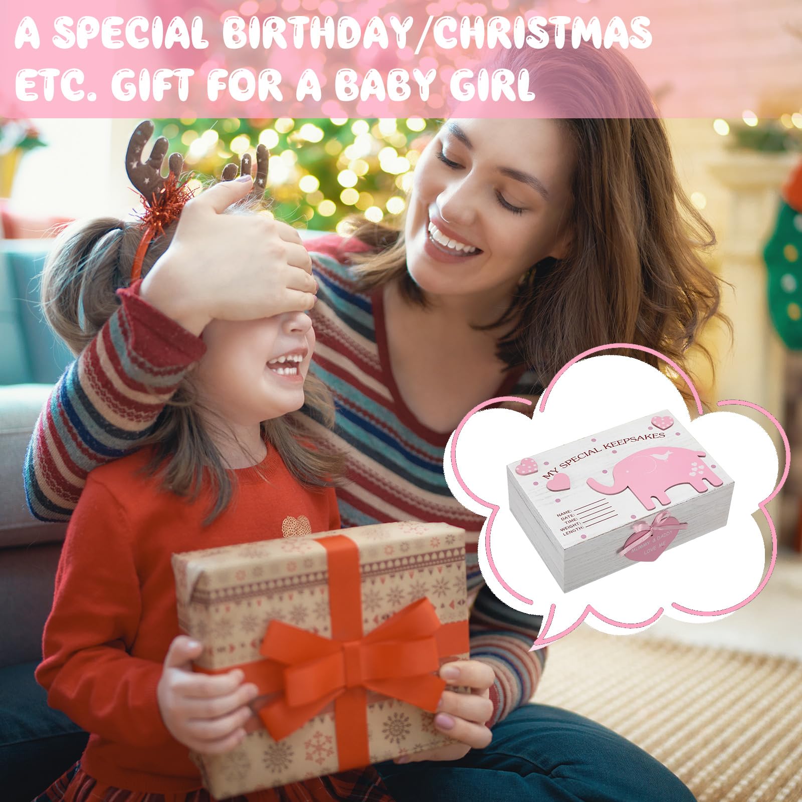 Soaoo baby box dimensions 11.81 x 7.87 x 3.94 inches fits keepsakes without bulk.
