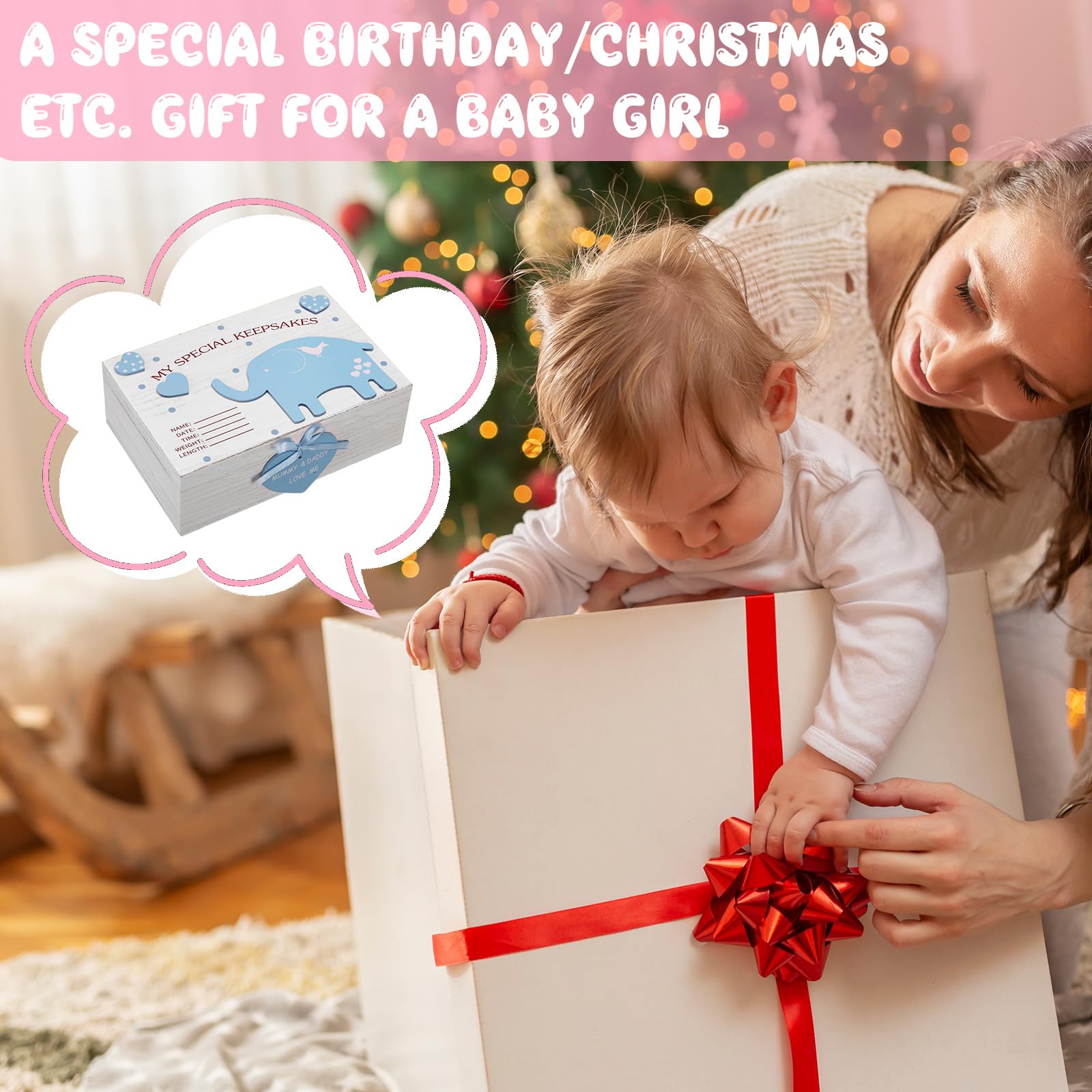 Soaoo gift-ready keepsake box presents thoughtfully for baby showers or baptisms.
