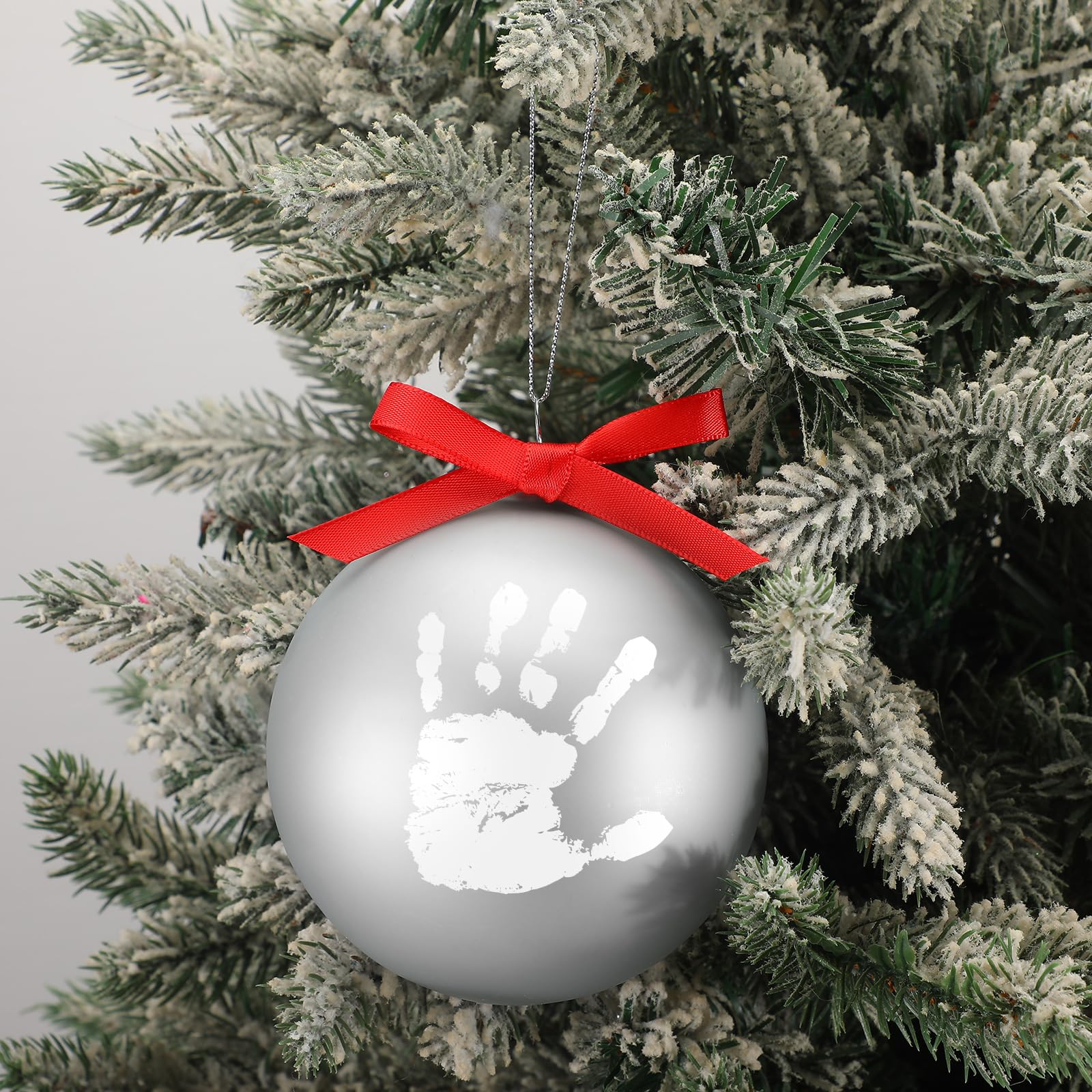 Soaoo handprint ball ornament with ribbon ready for sentimental first Christmas display