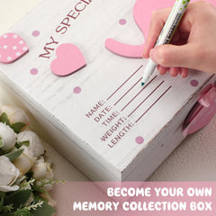 Soaoo keepsake box pink lid side view emphasizes durable storage for precious newborn mementos.