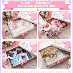 Soaoo wooden baby box birth-details area perfect for recording name, date, time, weight, length.