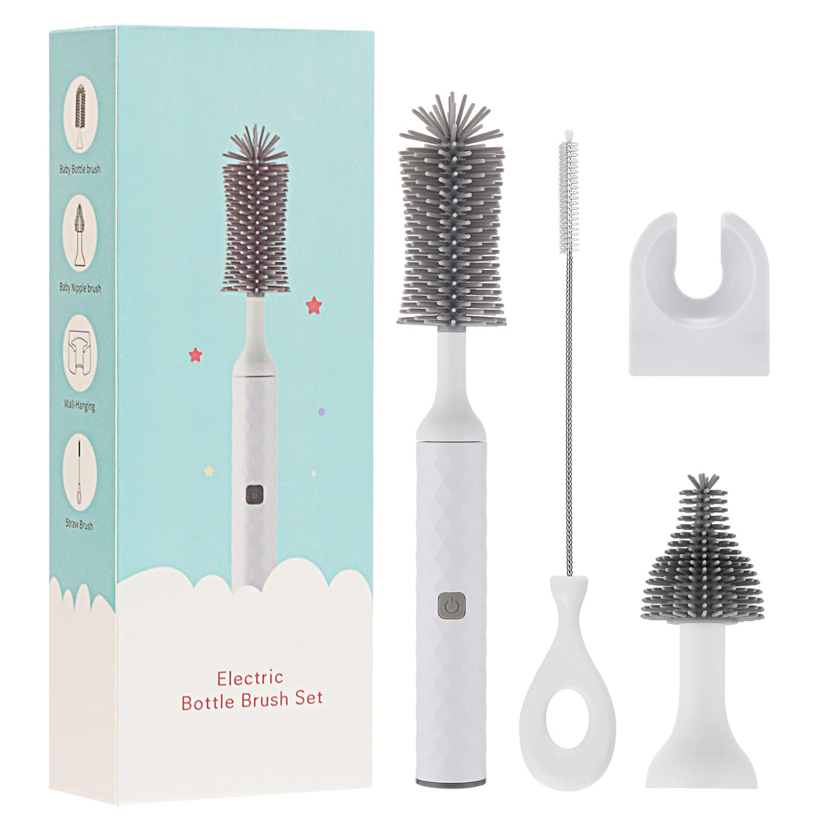 Soarup90000 bottle brush electric on shows easy one-button operation for fast cleaning