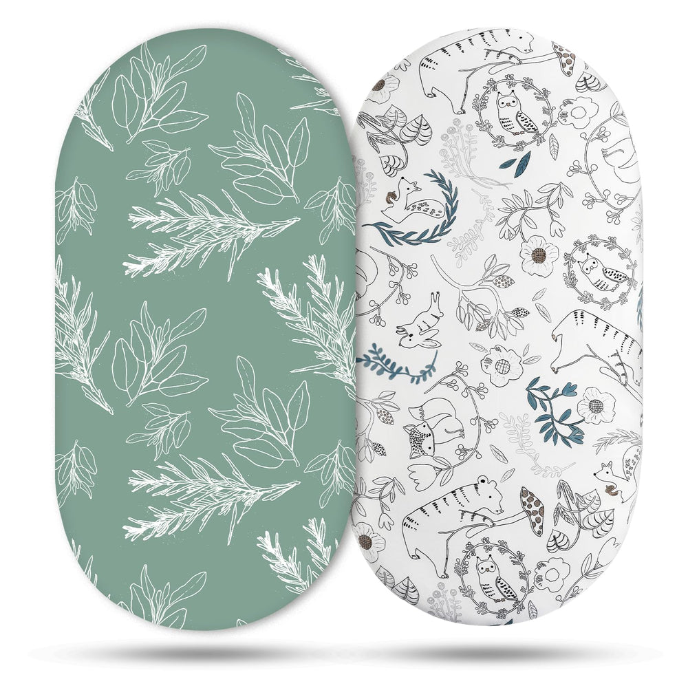 Soarwg Kids bassinet sheets pack shows two neutral sheets for easy replacements