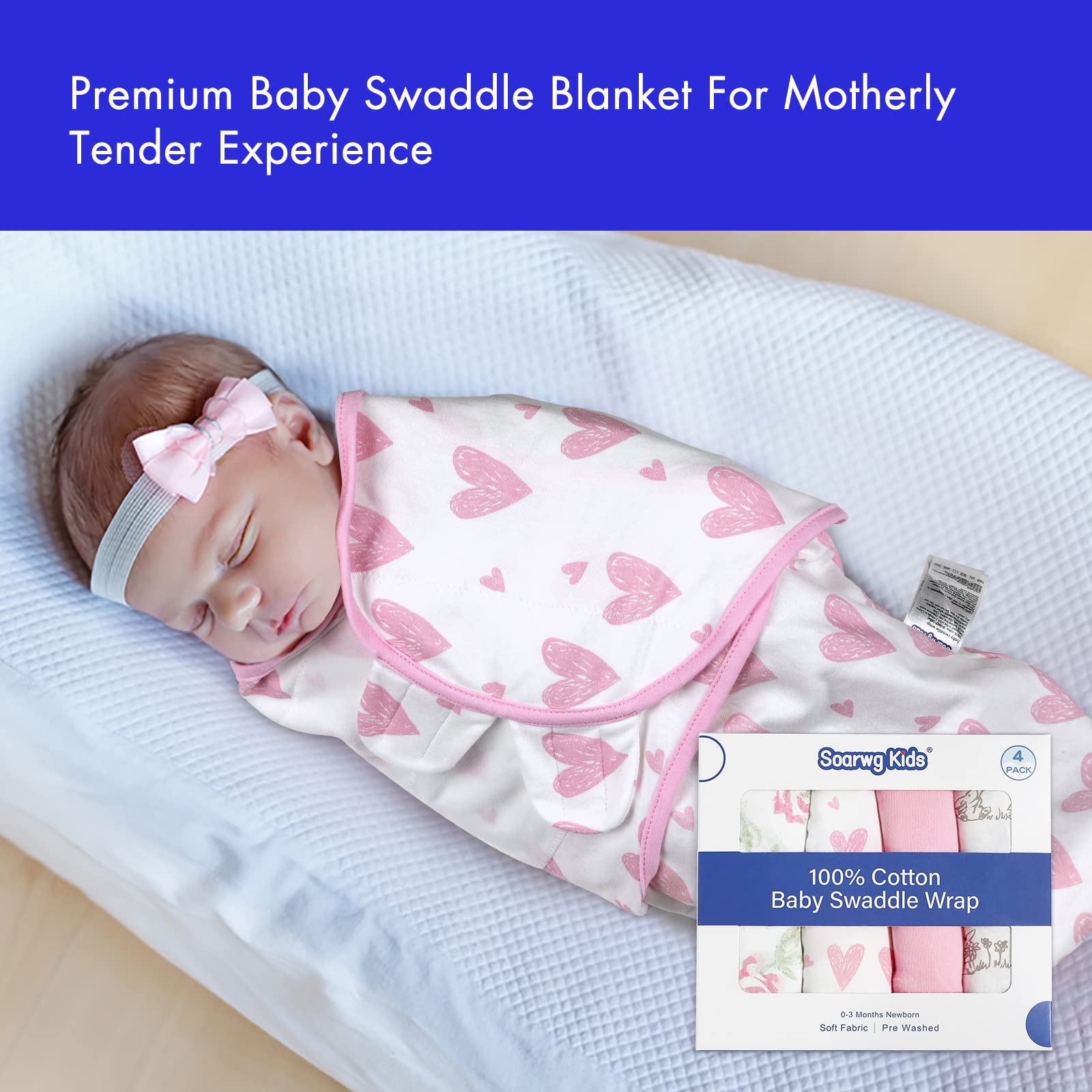 Soarwg Kids swaddle cotton fabric close up shows soft breathable material