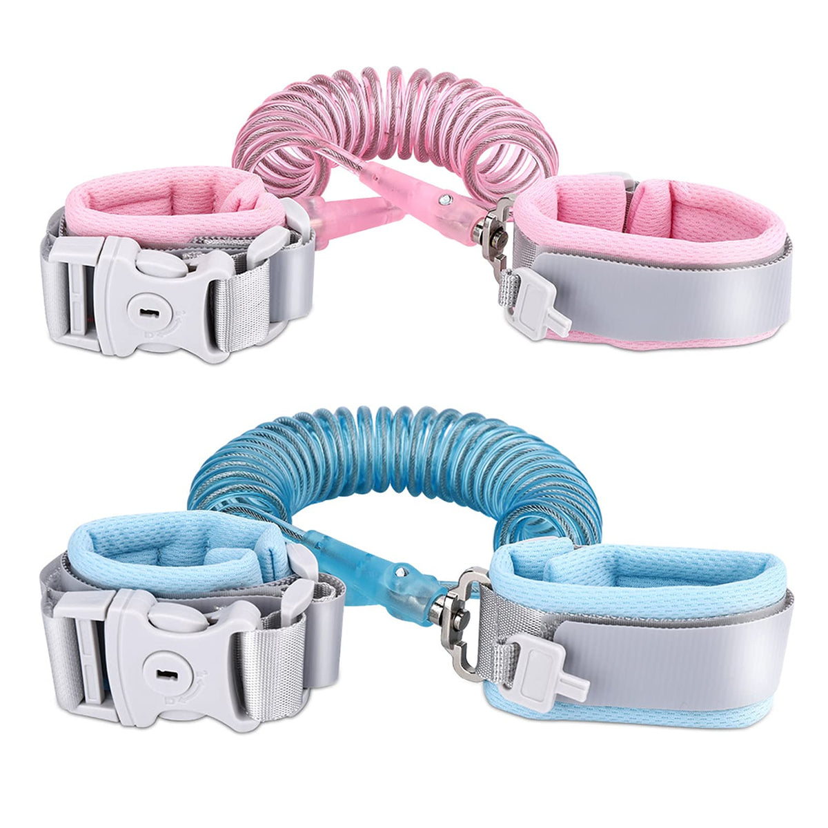 Socub anti-lost wrist link 2-pack pink-blue overview for kids safety
