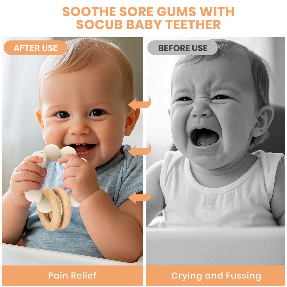 Socub teether easy-care design minimizes cleaning time.