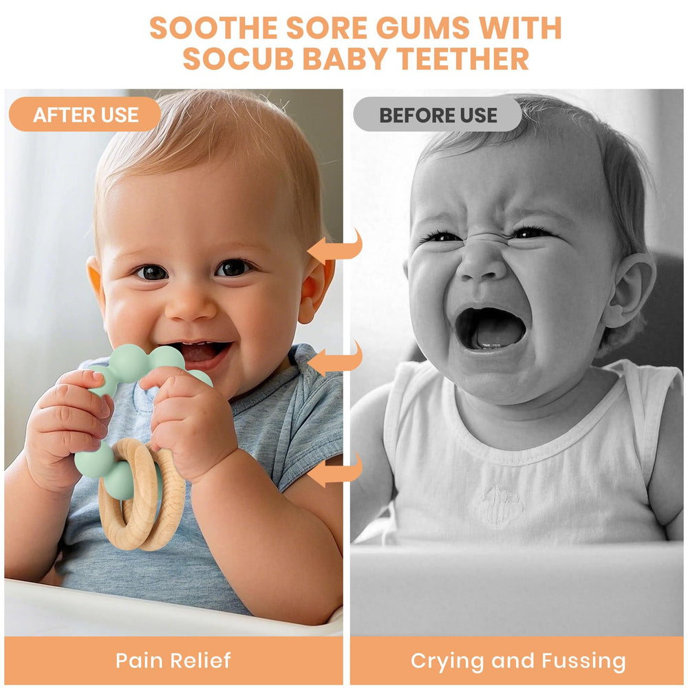 Socub sensory rattle action demonstrates engaging textures that support early hand-eye coordination.