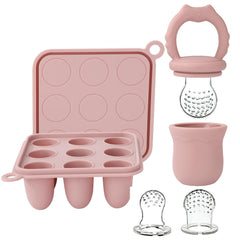 Socub silicone baby feeder with popsicle for teething relief.