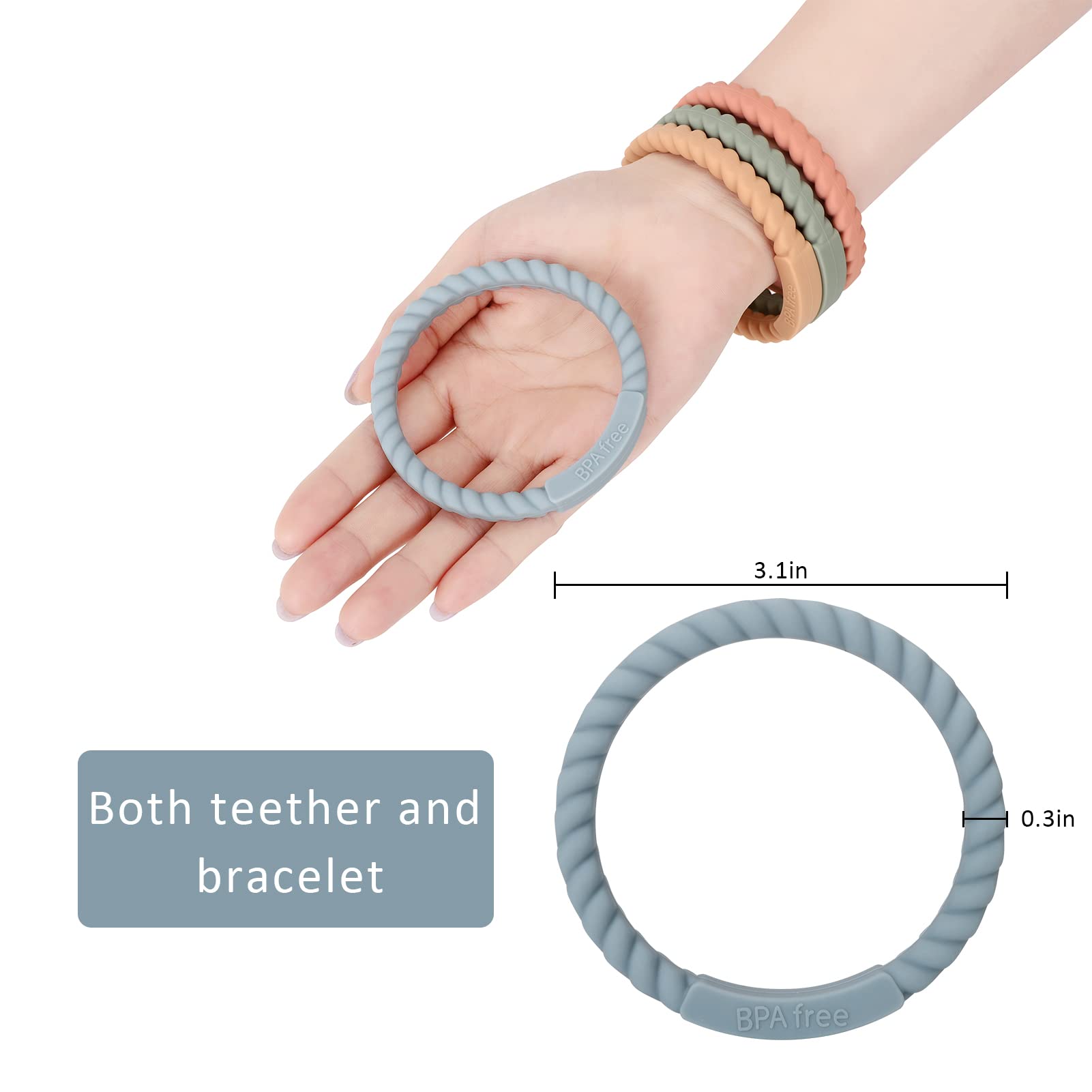 Socub apricot teether bracelet offers easy grip for tiny hands.