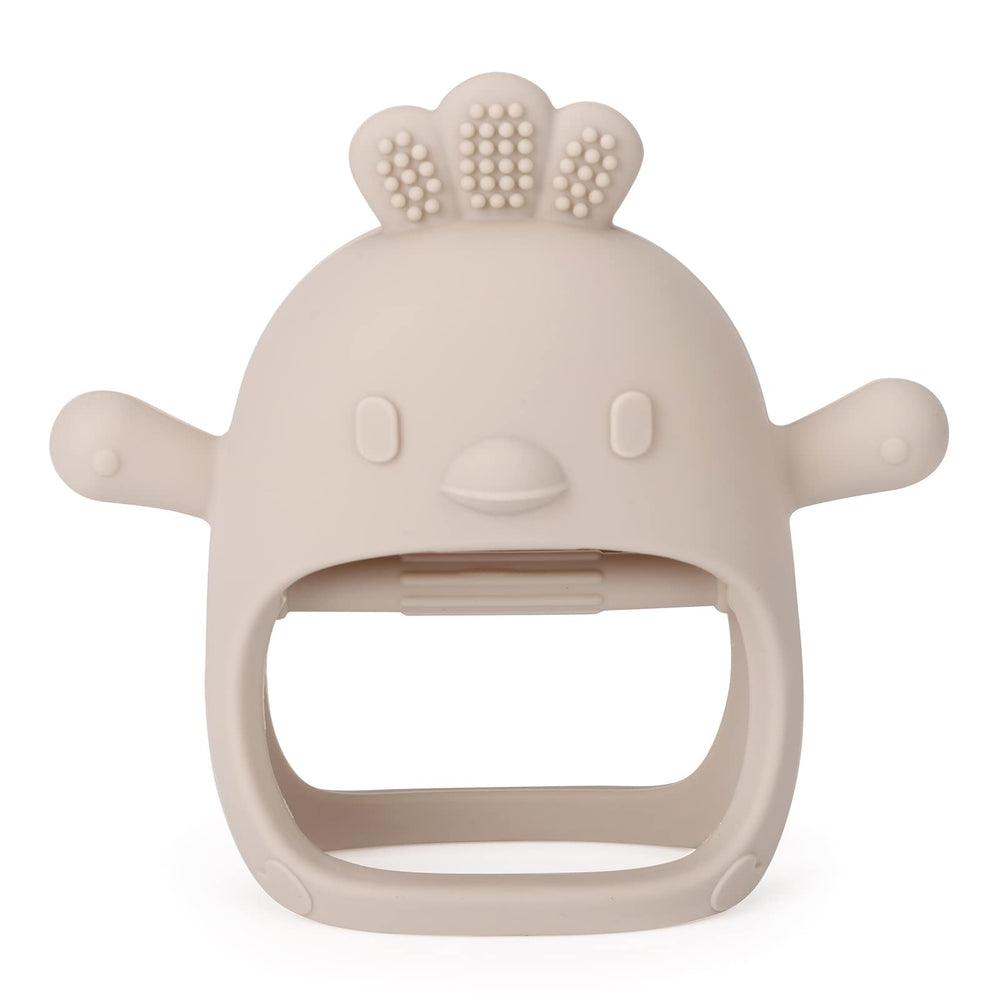 Socub silicone baby teether beige mitten grip soothing gums