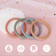Socub silicone baby teether bracelet Ether worn as a fashionable, safe chew toy for on-the-go.