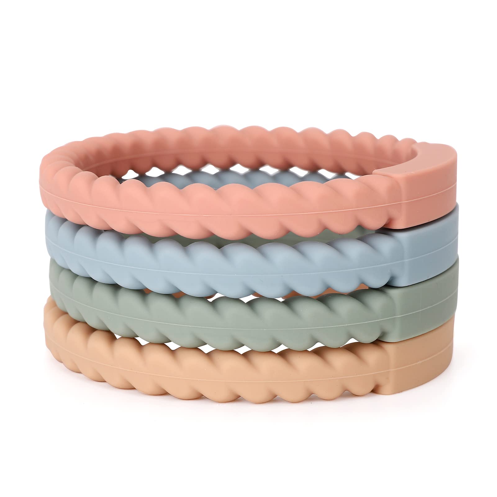 Socub silicone baby teether bracelet Sage on-wrist wear with safe chewability for on-the-go.