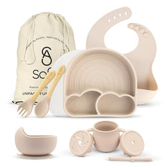 SofiAl all-in-one silicone feeding set bowl shown for spill-free meals