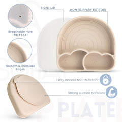 SofiAl divided plate with lid keeps portions neat during meals