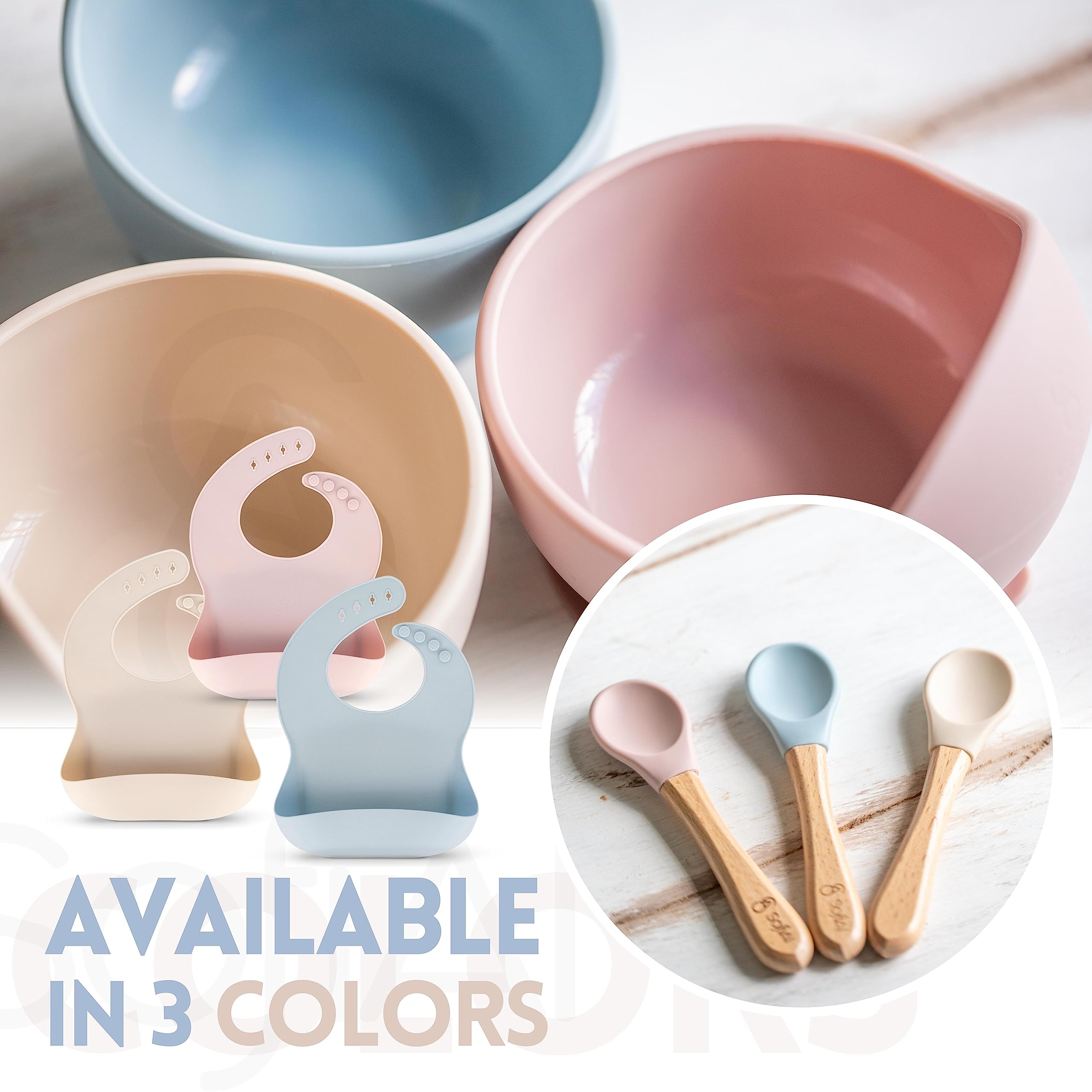 SofiAl complete feeding set on display for easy gifting and everyday use.