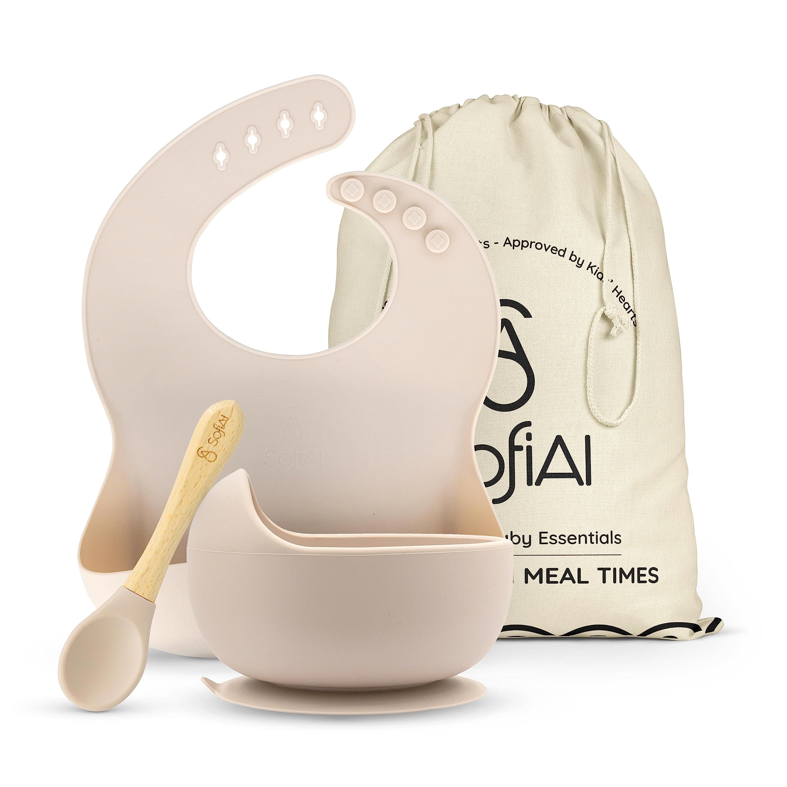 SofiAl suction plate on table promotes mess-free meals during baby-led weaning.