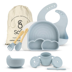 SofiAl all-in-one silicone feeding set bowl base shows mess-free dining benefits