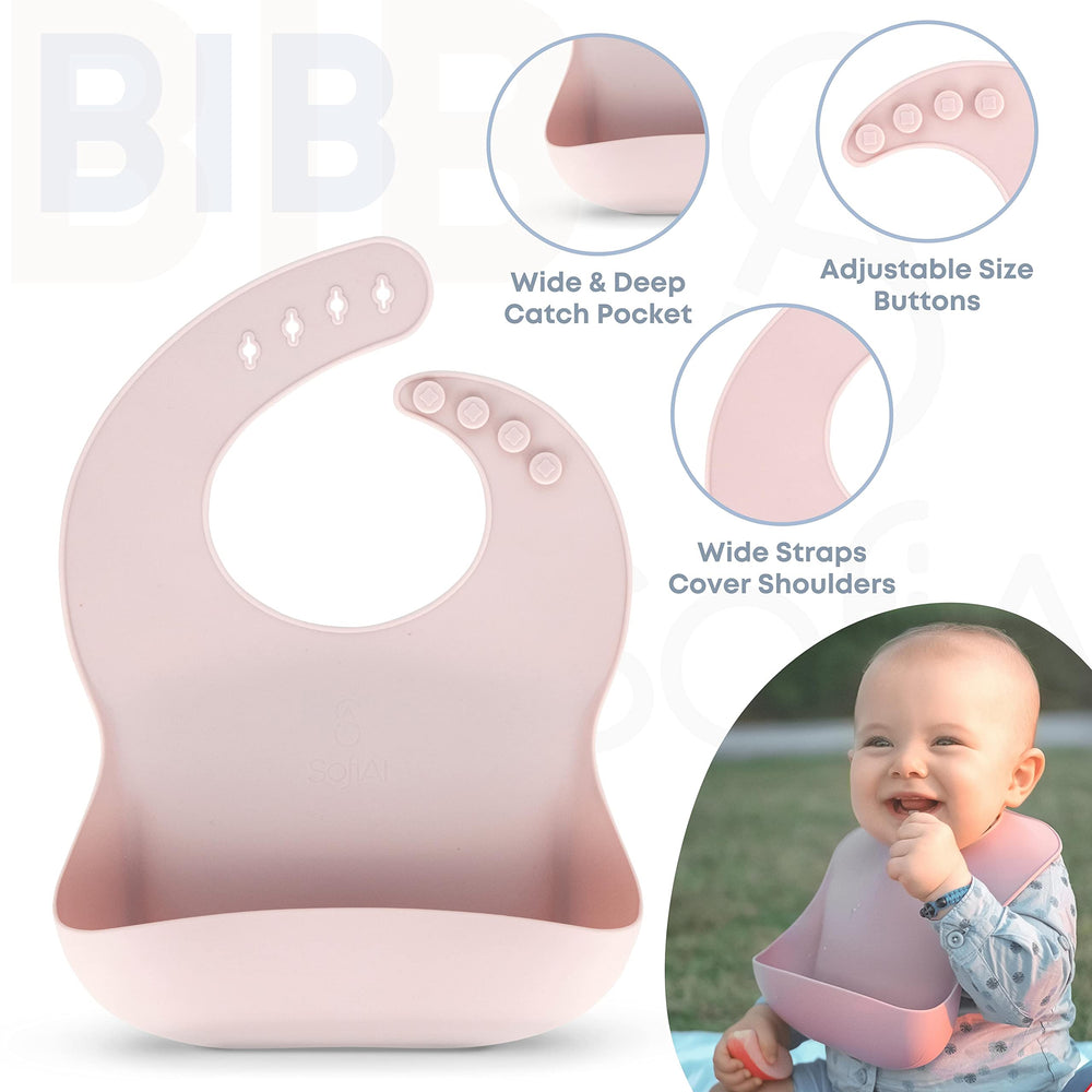 SofiAl bib catches drips, helping mealtimes stay cleaner