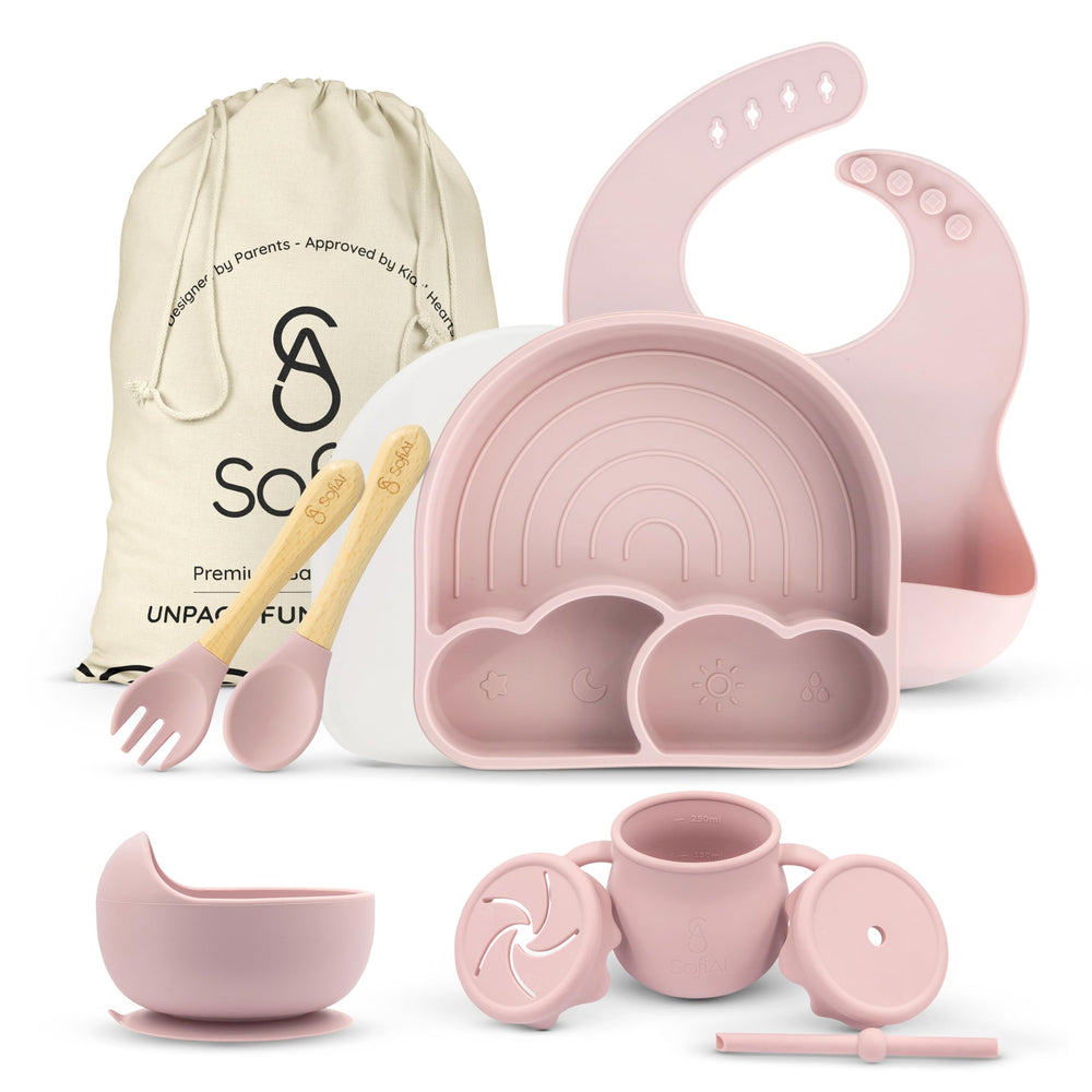 SofiAl All-In-One silicone feeding set bowl stays put, reducing spills