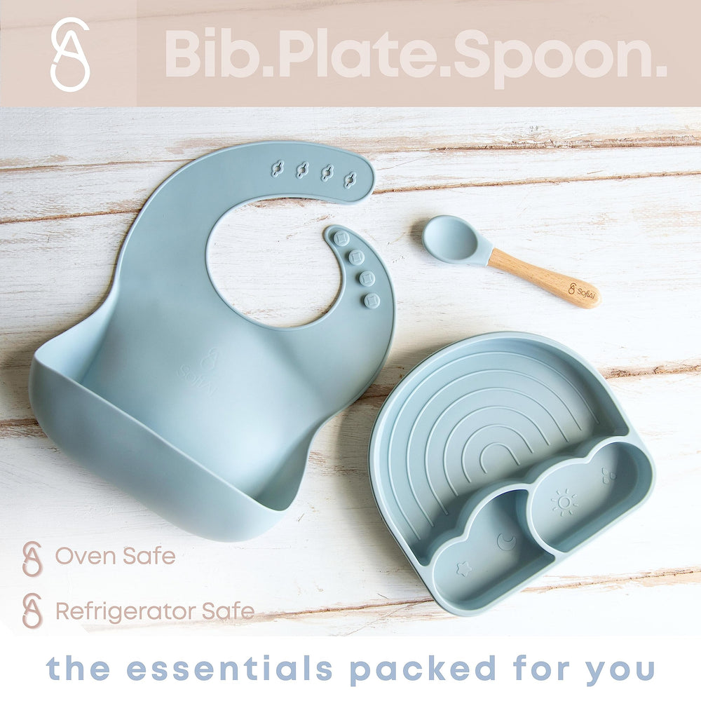 SofiAl silicone spoon with soft tip ideal for gentle gums and easy scooping.