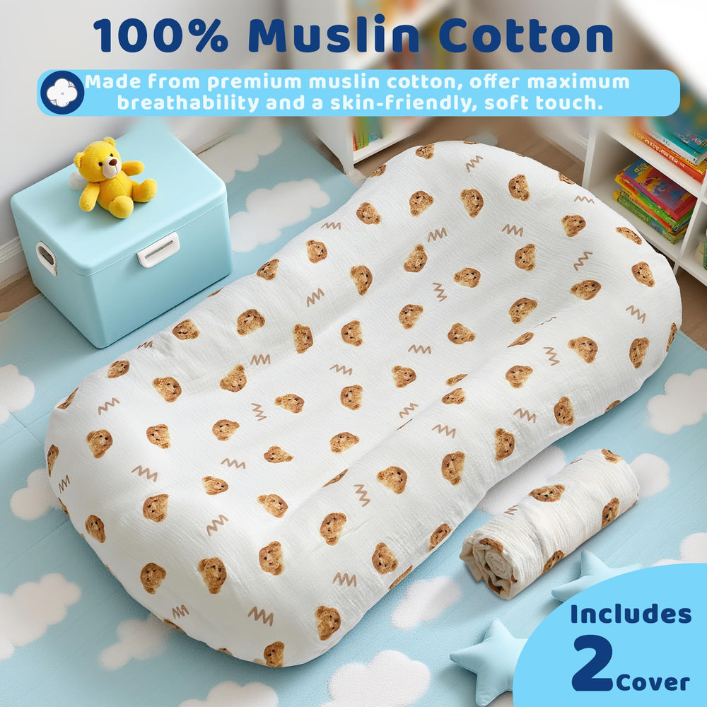 Sofoliana Baby Lounger two-pack covers featuring cute patterns for quick style changes.