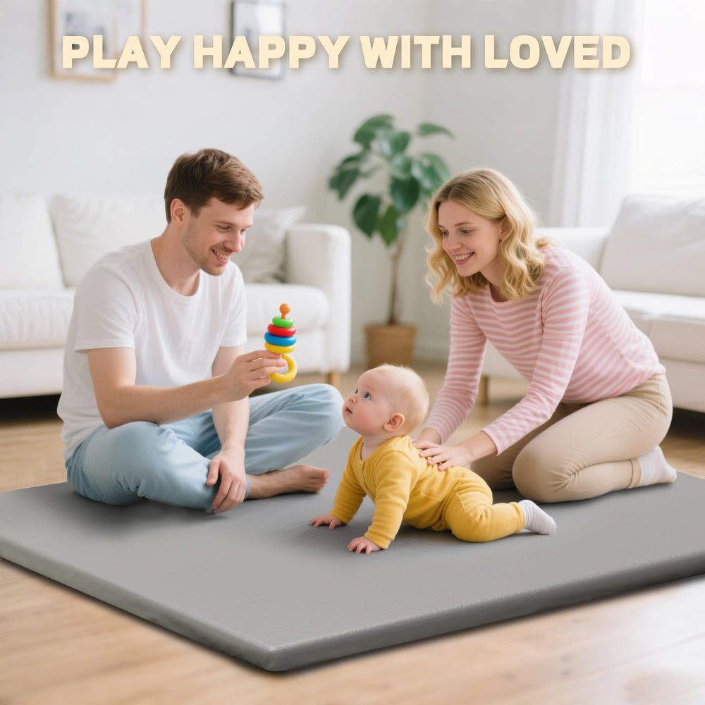 Sofoliana vegan leather baby play mat light grey texture for stylish play area