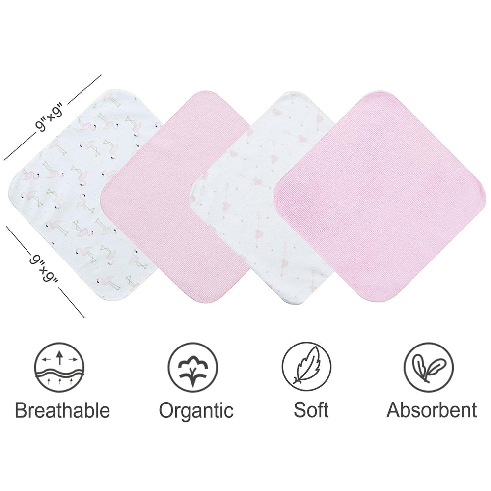 Softan Baby Washcloths Colors Flamingos—pink blue gray unisex design
