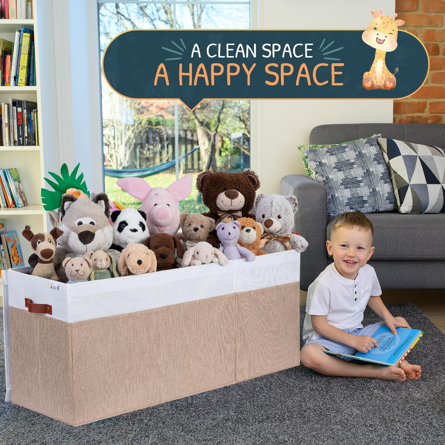 SoftOwl extra-large toy storage organizer in use in a playroom to reduce clutter.