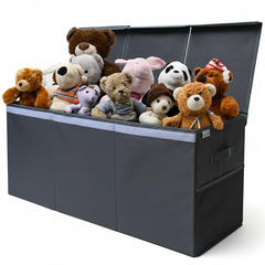SoftOwl extra-large toy storage organizer with lid shows 37x16x14 capacity for clutter-free rooms.