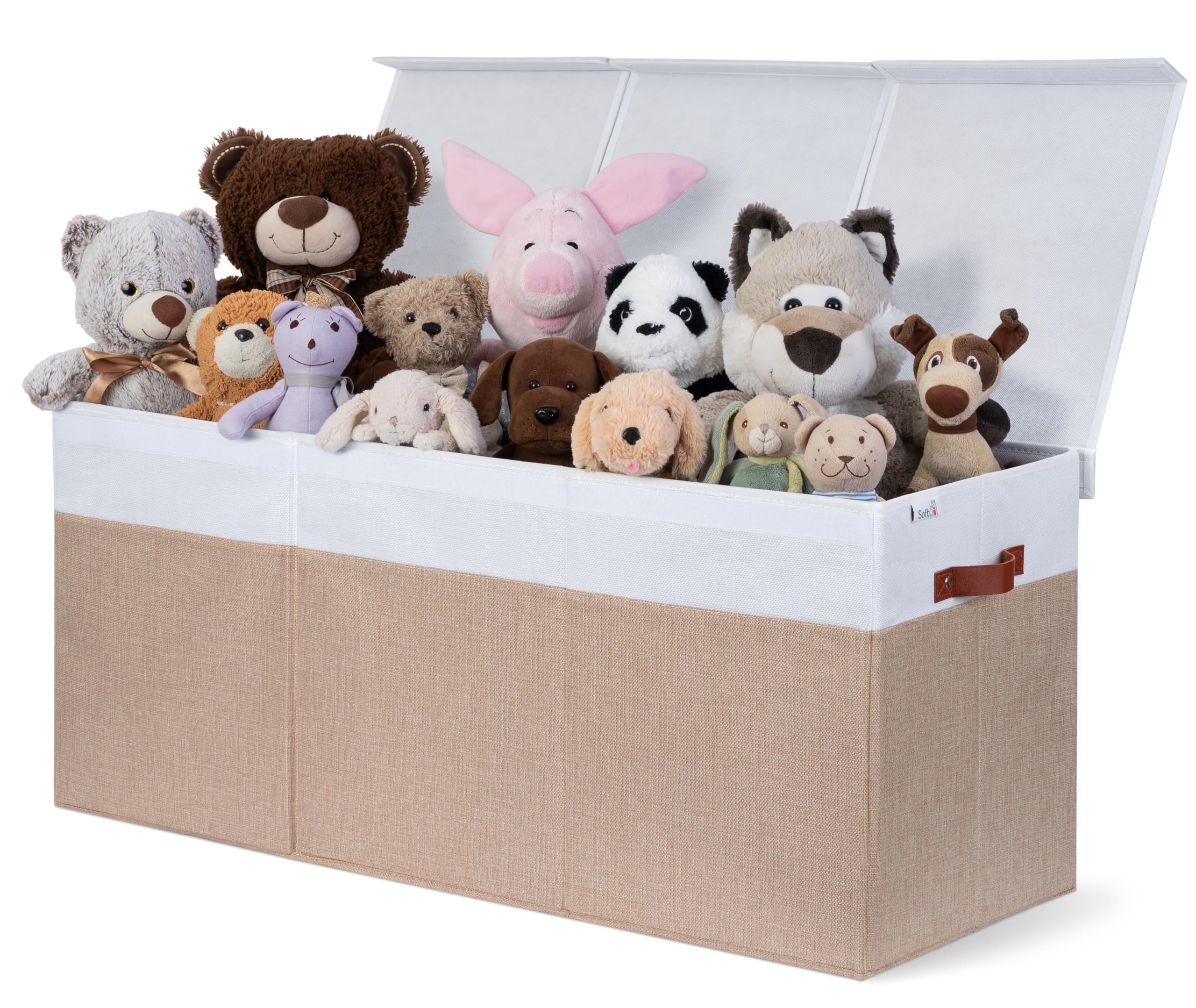 SoftOwl extra-large toy storage organizer with lid keeps toys neatly covered and dust-free.