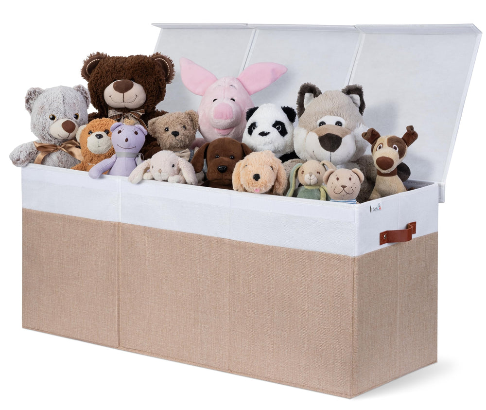 SoftOwl extra-large toy storage organizer with lid keeps toys neatly covered and dust-free.