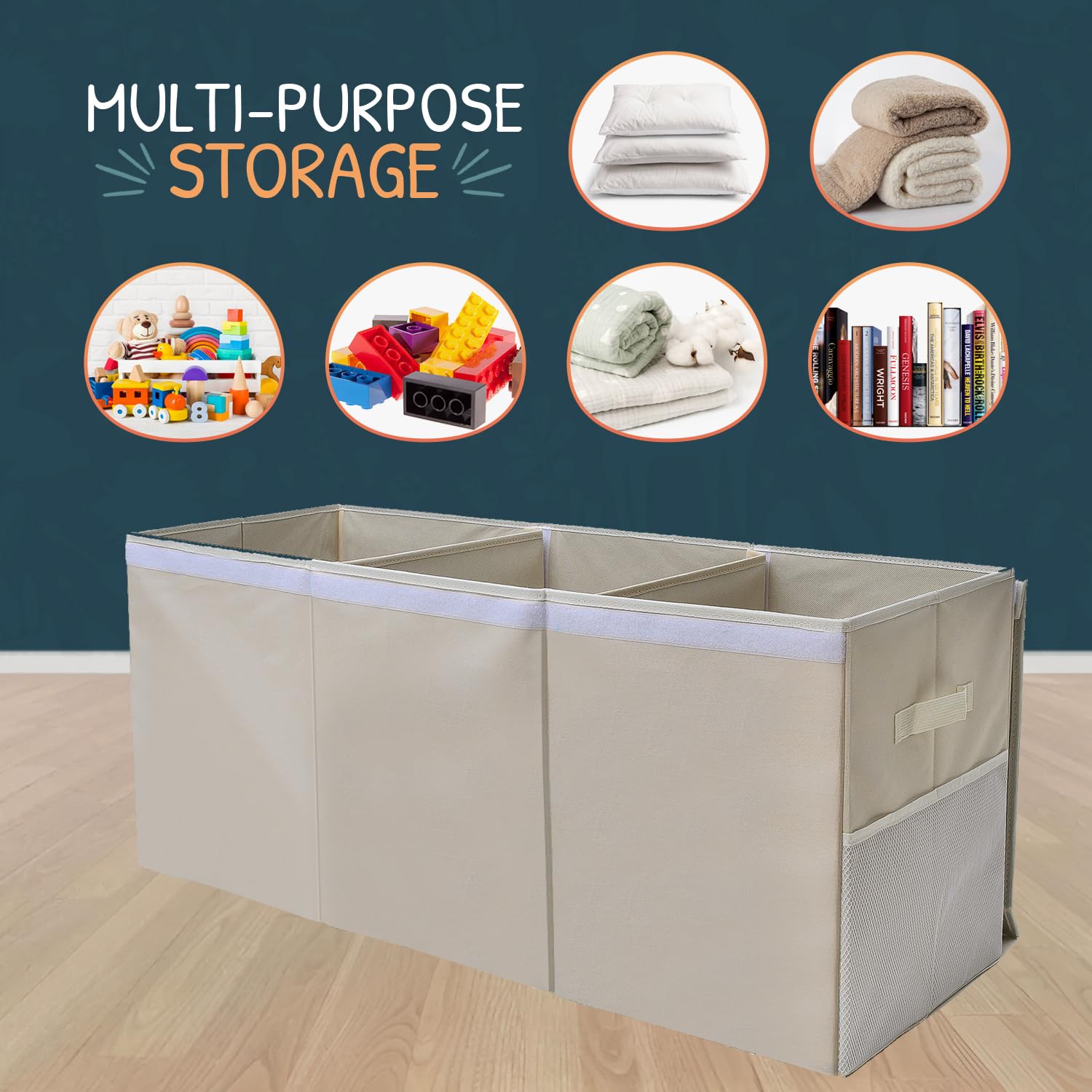 SoftOwl extra-large toy storage organizer reinforced handles for easy transport.