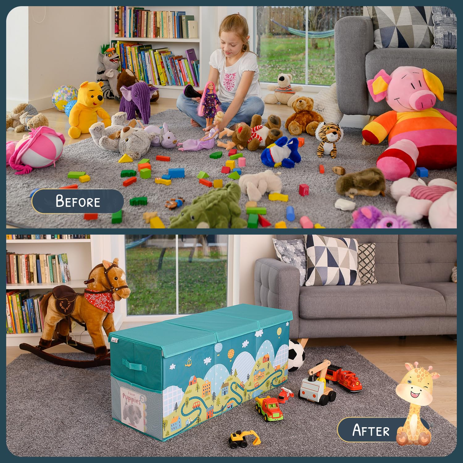 SoftOwl playroom storage with dividers helps organize books and toys efficiently.