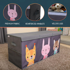 SoftOwl toy bin with side mesh pockets for quick-access essentials.