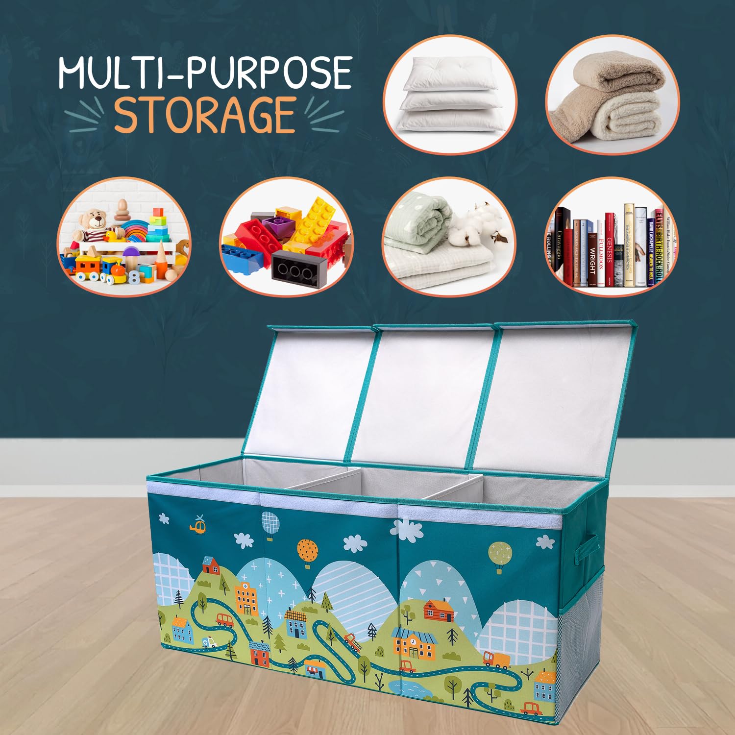 SoftOwl durable Oxford fabric toy storage keeps items protected and easy to clean.