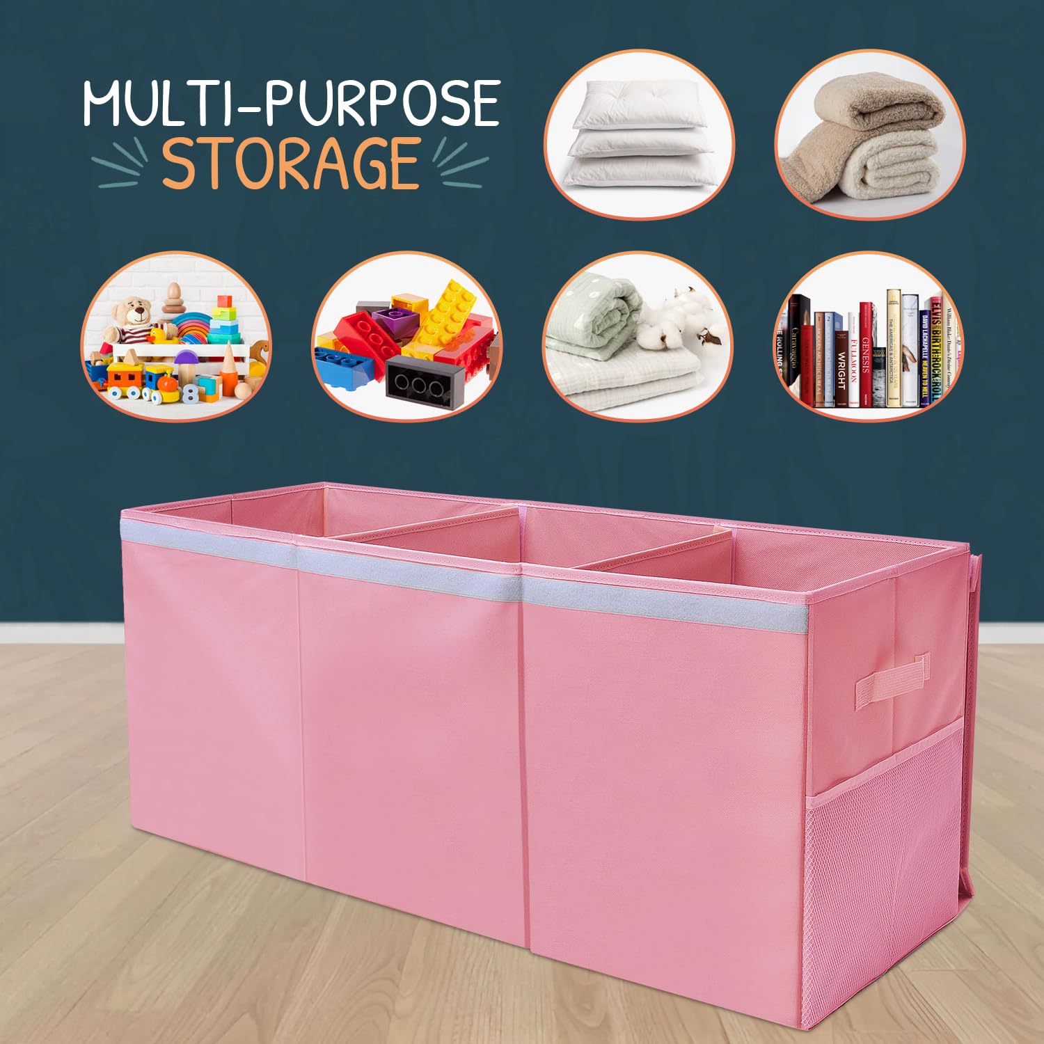 SoftOwl interior dividers help separate toys and books for easier sorting.