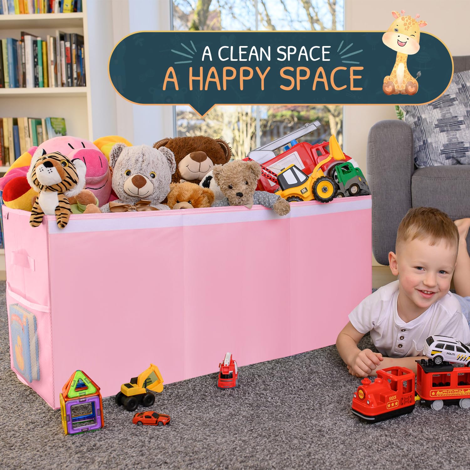 SoftOwl toy storage organizer with reinforced handles for simple transport.