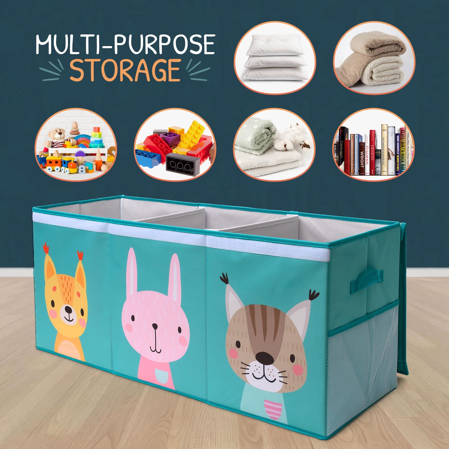 SoftOwl toy storage organizer side mesh pockets provide quick access to essentials.