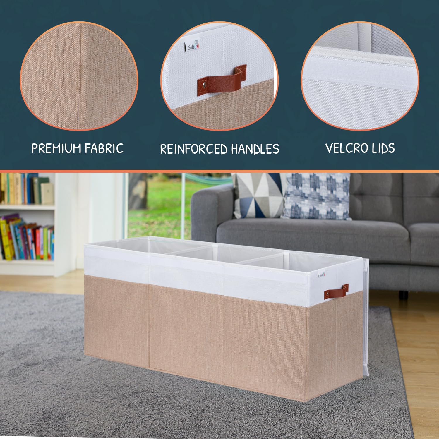 SoftOwl toy storage organizer with side mesh pockets for quick access to essentials.